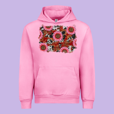 Valentines Day Sunflowers Leopard Cowhide Backgrou Urban Hoodie Designed By Ranaportraitstore