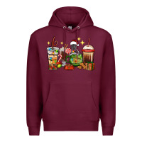 Burgundy Christmas coffee cups with Pitbull Premium Hoodie - RanaPortraitStore
