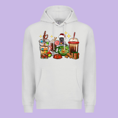 Premium Hoodie Christmas coffee cups with Pitbull