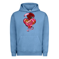 Pigment Pebble Blue heart glass vase love tickets with rose Urban Hoodie - RanaPortraitStore