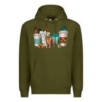 Army Green golden retriever dog coffee cups Premium Hoodie - texasbilliewilder