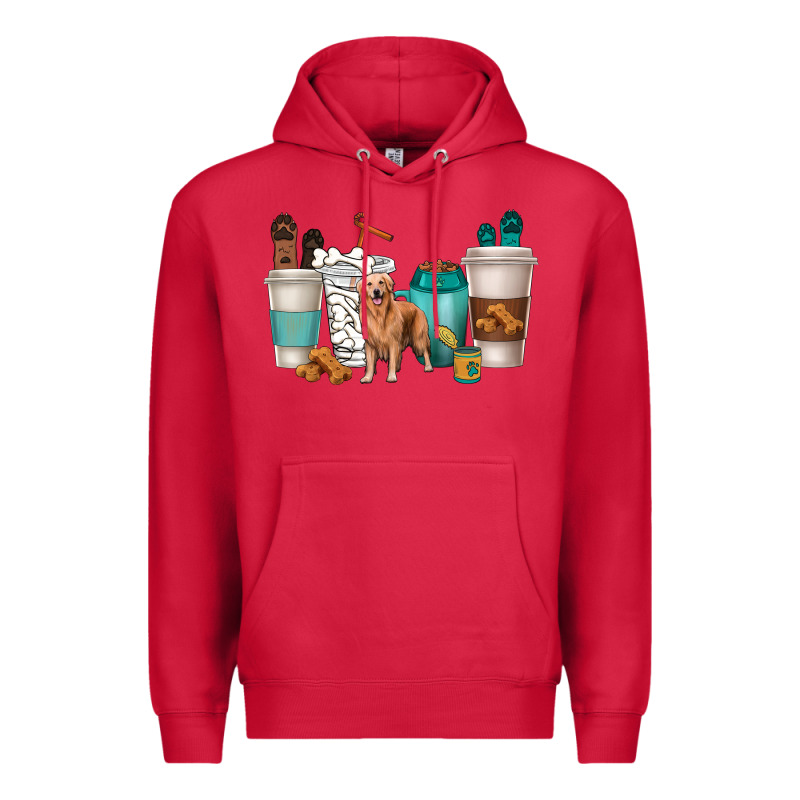 Golden Retriever Dog Coffee Cups Premium Hoodie by texasbilliewilder | Teevron
