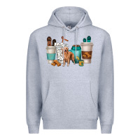 Heather Grey golden retriever dog coffee cups Premium Hoodie - texasbilliewilder