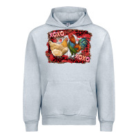 Heather Grey xoxo rooster and chicken Urban Hoodie - RanaPortraitStore