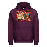 Mauve Wine xoxo rooster and chicken Urban Hoodie - RanaPortraitStore