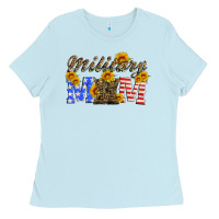 Baby Blue military mom with soldier boots Ladies Tee - Artiststas