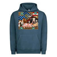 Pigment Midnight Navy American farm animals Urban Hoodie - RanaPortraitStore