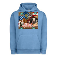 Pigment Pebble Blue American farm animals Urban Hoodie - RanaPortraitStore