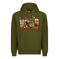 Army Green Christmas coffee cups with Pug Premium Hoodie - RanaPortraitStore