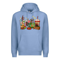 Colony Blue Christmas coffee cups with Pug Premium Hoodie - RanaPortraitStore