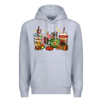 Heather Grey Christmas coffee cups with Pug Premium Hoodie - RanaPortraitStore