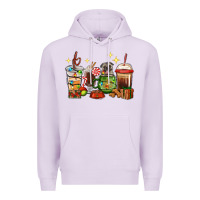 Lilac Christmas coffee cups with Pug Premium Hoodie - RanaPortraitStore