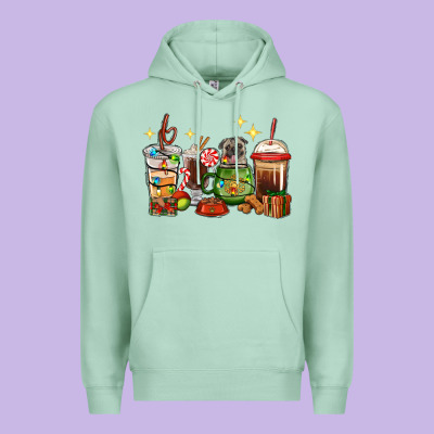 Premium Hoodie Christmas coffee cups with Pug