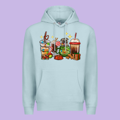 Premium Hoodie Christmas coffee cups with Pug