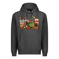 Charcoal Heather Christmas coffee cups with Pug Premium Hoodie - RanaPortraitStore