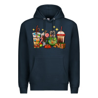 Navy Christmas coffee cups with Pug Premium Hoodie - RanaPortraitStore