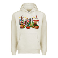 Oatmeal Heather Christmas coffee cups with Pug Premium Hoodie - RanaPortraitStore