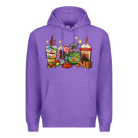 Purple Christmas coffee cups with Pug Premium Hoodie - RanaPortraitStore