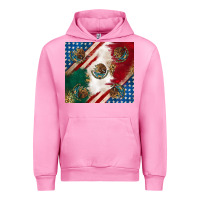 Fuchsia Pink American with mexican flag Urban Hoodie - RanaPortraitStore