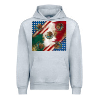 Heather Grey American with mexican flag Urban Hoodie - RanaPortraitStore
