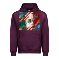 Mauve Wine American with mexican flag Urban Hoodie - RanaPortraitStore