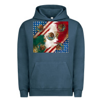 Pigment Midnight Navy American with mexican flag Urban Hoodie - RanaPortraitStore