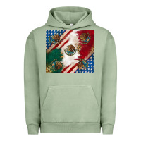 Pigment Oil Green American with mexican flag Urban Hoodie - RanaPortraitStore
