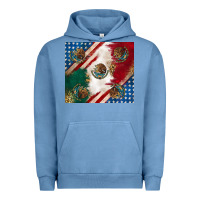 Pigment Pebble Blue American with mexican flag Urban Hoodie - RanaPortraitStore