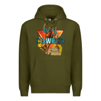 Army Green hey cowboy with sunflowers Premium Hoodie - texasbilliewilder