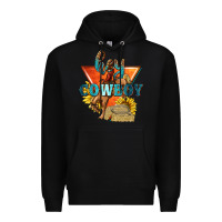 Black hey cowboy with sunflowers Premium Hoodie - texasbilliewilder