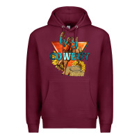 Burgundy hey cowboy with sunflowers Premium Hoodie - texasbilliewilder
