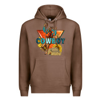 Chestnut hey cowboy with sunflowers Premium Hoodie - texasbilliewilder