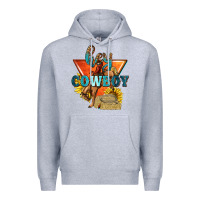 Heather Grey hey cowboy with sunflowers Premium Hoodie - texasbilliewilder