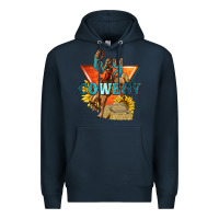 Navy hey cowboy with sunflowers Premium Hoodie - texasbilliewilder