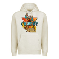 Oatmeal Heather hey cowboy with sunflowers Premium Hoodie - texasbilliewilder