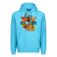 Ocean Blue hey cowboy with sunflowers Premium Hoodie - texasbilliewilder