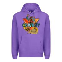 Purple hey cowboy with sunflowers Premium Hoodie - texasbilliewilder