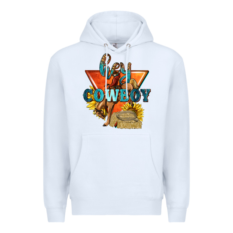 Hey Cowboy With Sunflowers Premium Hoodie by texasbilliewilder | Teevron