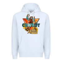 White hey cowboy with sunflowers Premium Hoodie - texasbilliewilder