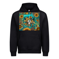 Black bull skull sunflowers Urban Hoodie - RanaPortraitStore