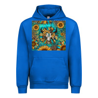 Cobalt bull skull sunflowers Urban Hoodie - RanaPortraitStore