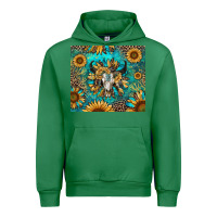 Emerald bull skull sunflowers Urban Hoodie - RanaPortraitStore