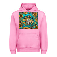 Fuchsia Pink bull skull sunflowers Urban Hoodie - RanaPortraitStore