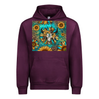 Mauve Wine bull skull sunflowers Urban Hoodie - RanaPortraitStore