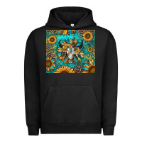 Pigment Black bull skull sunflowers Urban Hoodie - RanaPortraitStore