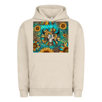 Pigment French Oak bull skull sunflowers Urban Hoodie - RanaPortraitStore