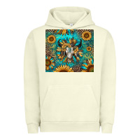 Pigment Pistachio bull skull sunflowers Urban Hoodie - RanaPortraitStore