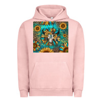 Pigment Salmon bull skull sunflowers Urban Hoodie - RanaPortraitStore