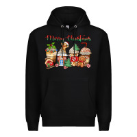 Black merry christmas gingerbread coffee cups Premium Hoodie - Zillion Design Studio