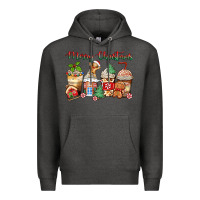 Charcoal Heather merry christmas gingerbread coffee cups Premium Hoodie - Zillion Design Studio